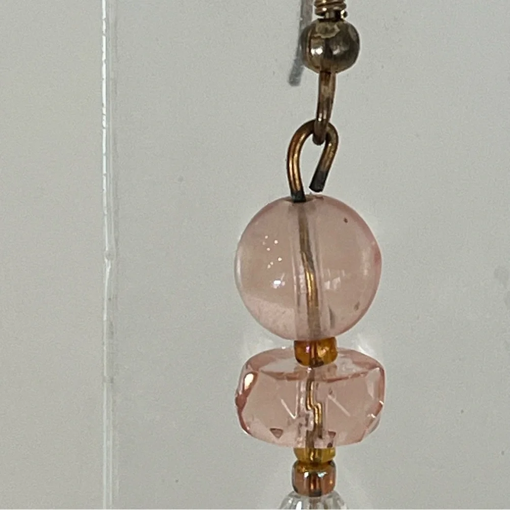 Pink and Clear Crystal Bead Earrings